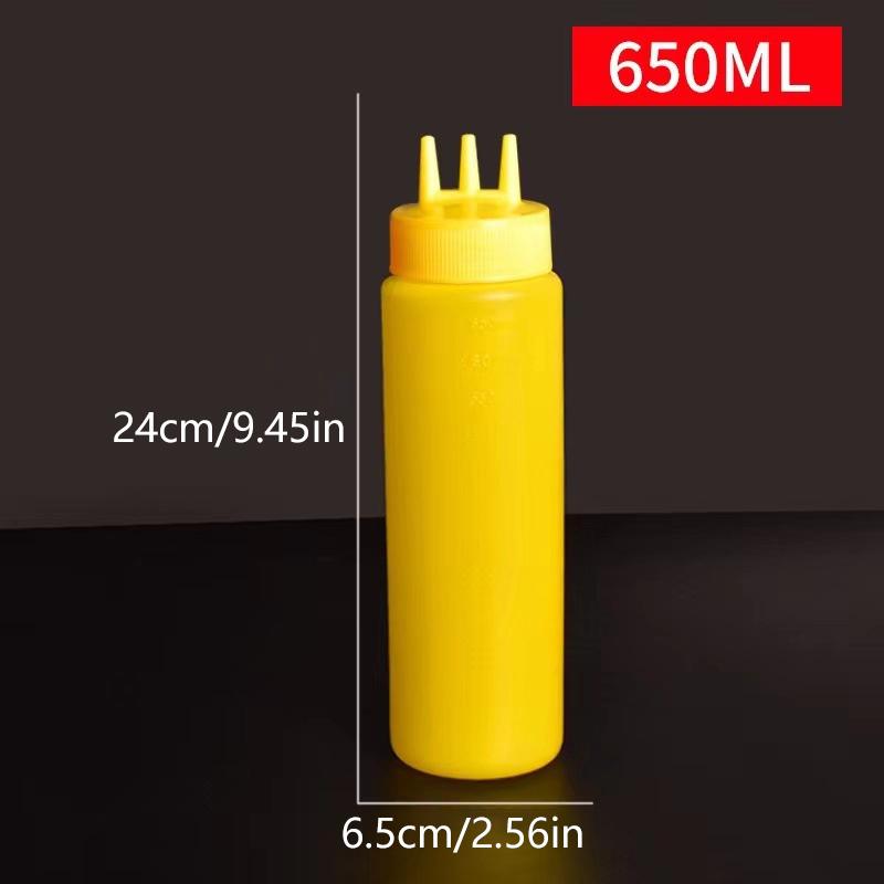 {MX} 3-Hole Sauce Squeeze Bottle 350-1000ml Condiment Dispenser With Lid Seasoning Mustard Salad Storage Jar Kitchen Oil Bottle