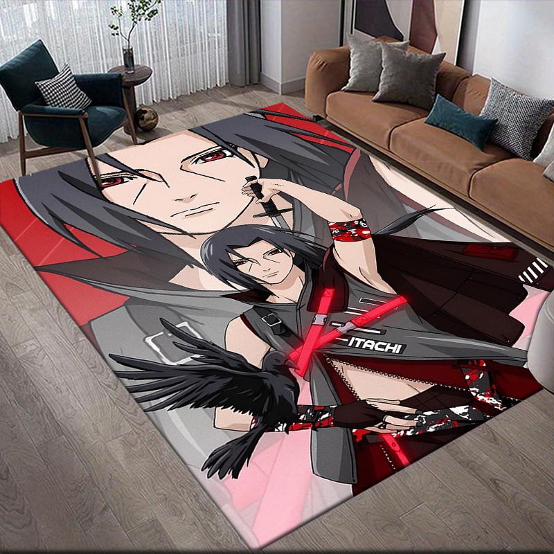 Uchiha Itachi Theme Illustration Square Area Rug, Non-Slip Floor Mat for Bedroom, Perfect Gift for Itachi Fans.chl