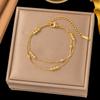Gold Plated Bracelets Small Round Beads Bracelet, Retro Double Layer Bracelet, Stainless Steel Jewelry for Women Birthday Gift
