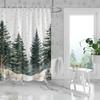 1Pc Pine Forest Print Waterproof Shower Curtain Bathroom Partition Door Curtain Privacy Protection With 12 Hooks Multiple Sizes
