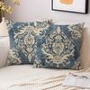 1 Stuk Vintage Blauwe Damast Kussensloop, Polyester 2D Dubbelzijdige Print, Zachte Sierkussenhoes, Boerderij Decoratie, Perfect Huiscadeau