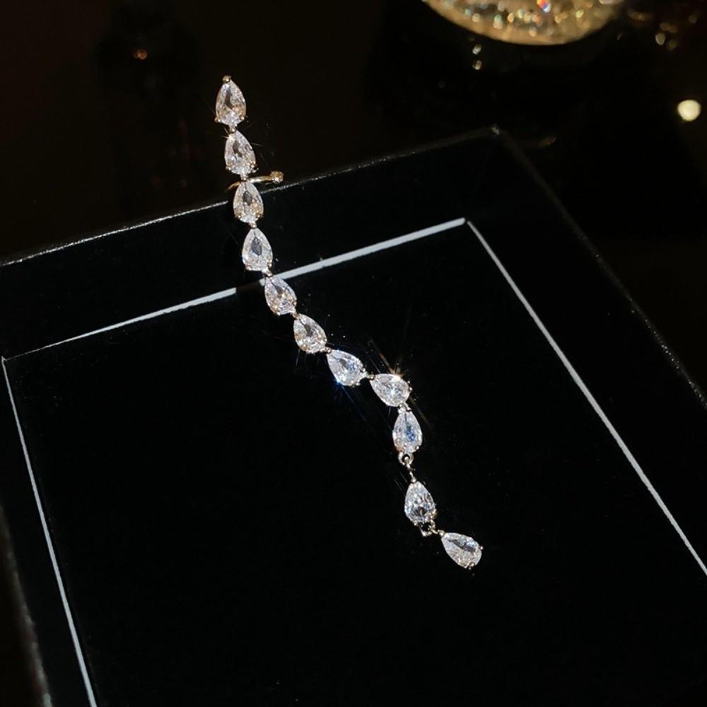1 Pcs Luxury Zircon Earrings Elegant Clip-On Earrings Dangle Earrings Women's Jewelry Accessory