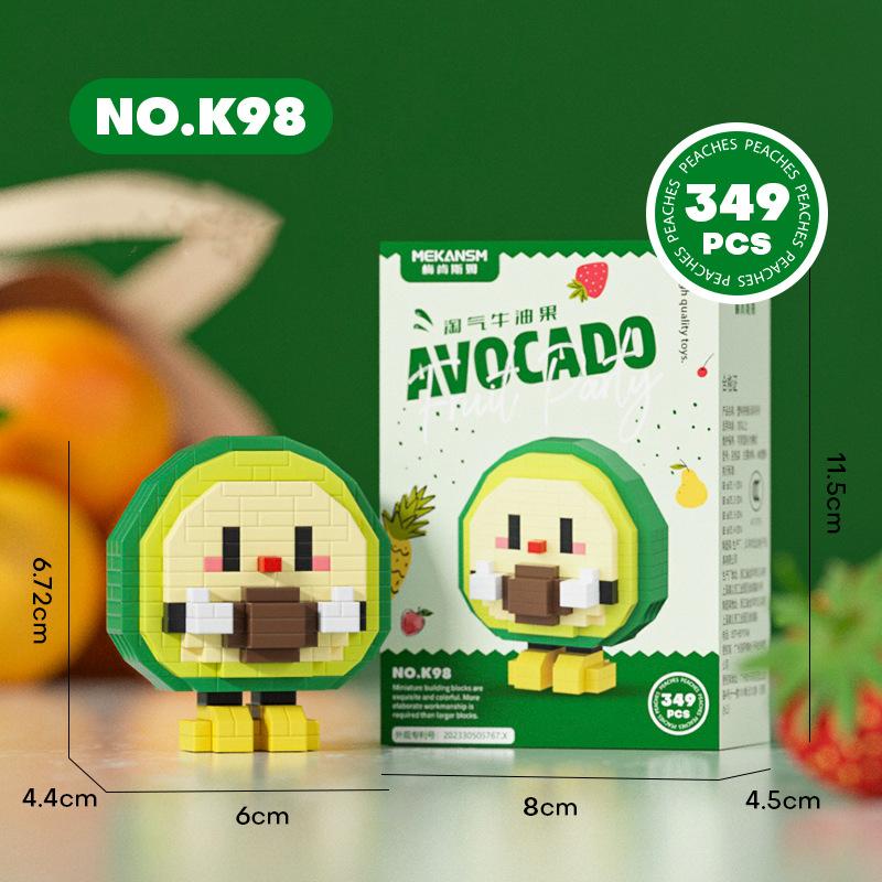 Creative Construction Blocks Designed For Children Puzzle Assembly Watermelon Durian Avocado Desktop Cartoon Doll Ornaments DIY Toy Present