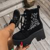 Punk Style Women's Boots Classic Embroidered Ankle Boot Fashion Suede Casual Boot Designer Women Boots Platform Motorcycle Boots
