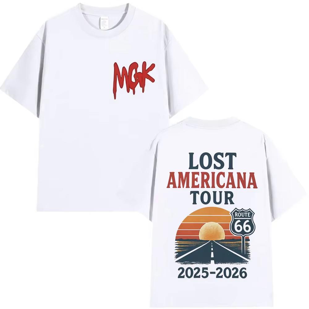 MGK Lost Americana Tour 20252026 Grafische T-shirts Mannen Vrouwen Harajuku Vintage Oversized T-shirts Zomer Mannen Katoenen Tops T-shirt