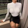 Women's Autumn and Winter Bottoming Slim Hundred Pleated Small High Neck T-shirt