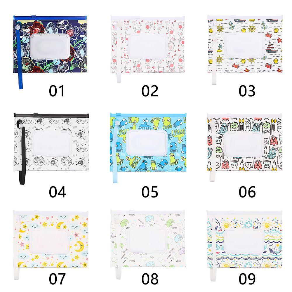 Snap-Strap Flip Cover Carrying Case Stroller Accessories Wet Wipes Bag Tissue Box Cosmetic Pouch