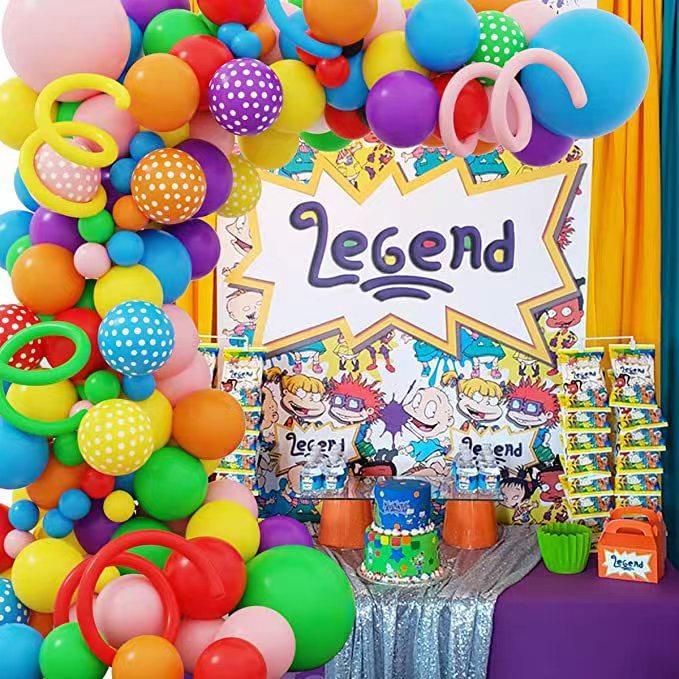 Conjunto de Guirlanda de Balões Arco-Íris de 130 Peças Multicolorido Tamanho Decoração de Festa de Aniversário com Tema de Doce de Carnaval