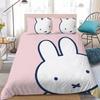 M-Miffy Cute Duvet Cover Set Home Style Bedding Soft Laundry Cotton Bed 3 Piece Set Student Dormitory Gift