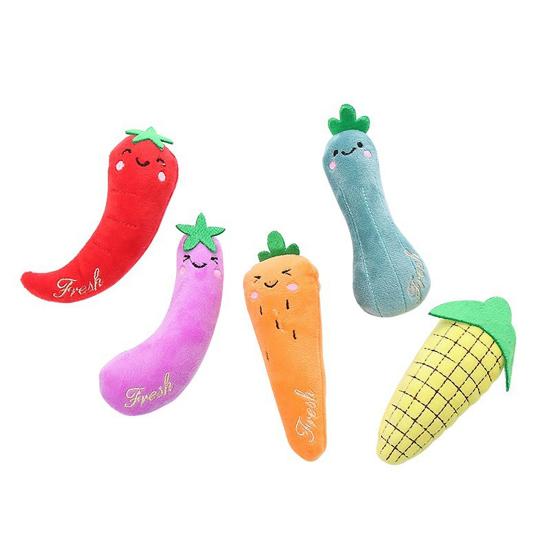 Plush Vegetable Cat Toy Catnip Kitten Teething Toy Vegetable Shape Cat Chew Toy Relieves Boredom for Indoor Cats