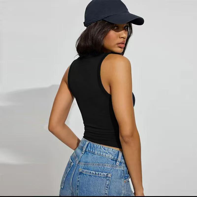 European Spring/Summer 2026 Sexy Slim Fit Sleeveless V-Neck Tank Top for Women