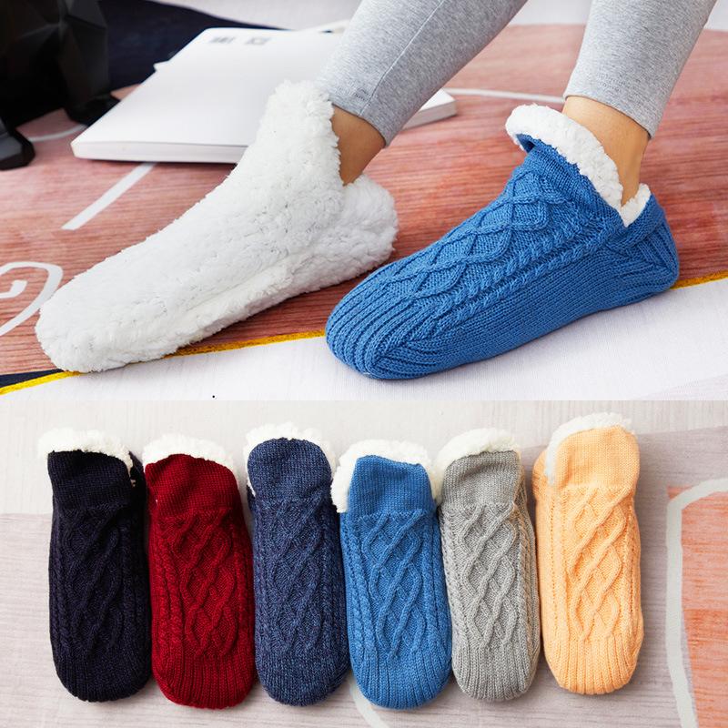 Bărbați, femei, iarnă, super moale, Șosete de podea caldă Cozy Fuzzy, căptușită cu lână, cu cleme, Papuci, Șosete pentru podea, pantofi