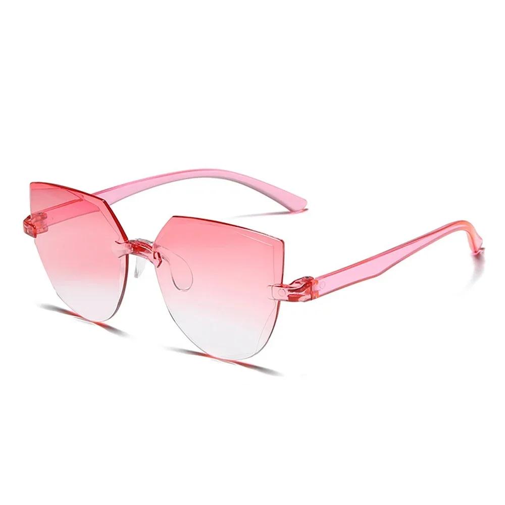 High Quality UV Protection Stylish Ladies Cat Ear Sun Glasses Glasses - Vintage Frameless Jelly Transparent Design