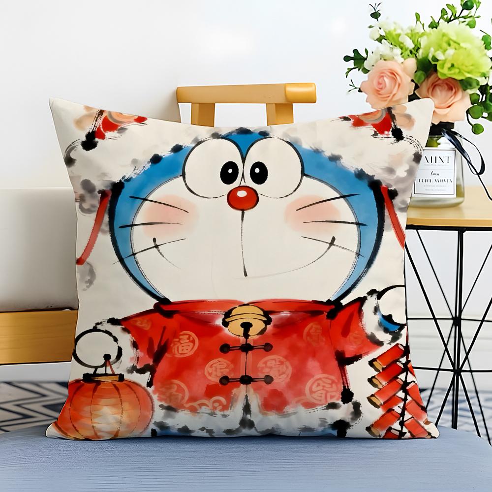 DDoraemon Cushion Cover Washable Linen Pillowcase Soft for Sofa Bed Cozy Home Room Decor