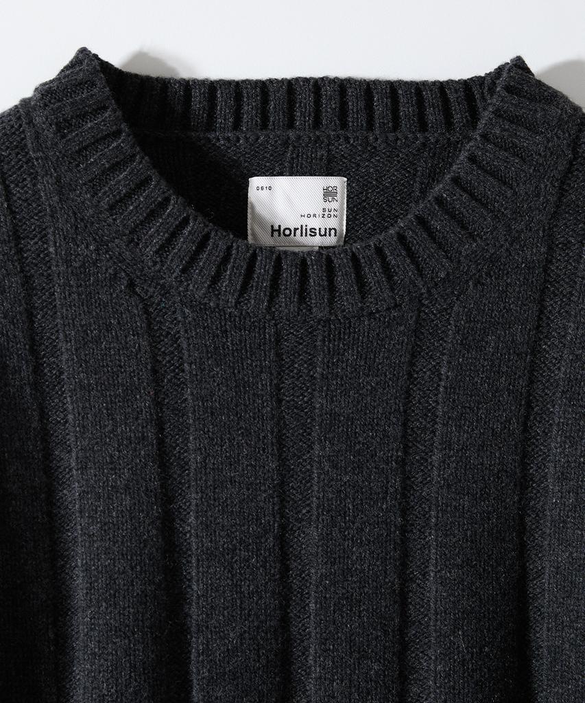 HORLISUN Meadow Wide Rib Crewneck Knit Melange Charcoal