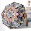 1pc Mandala Artwork Automatic Open/close Folding Umbrella, Compact Portable Travel Umbrella, Durable Construction, 8 Ribs, Pla