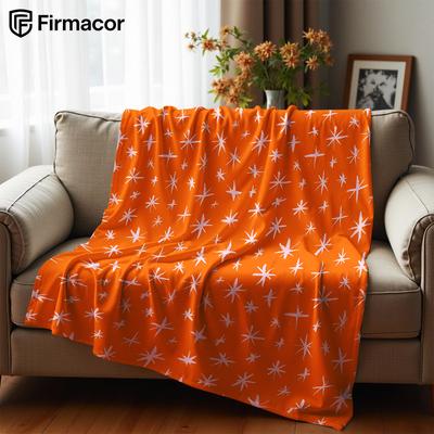 Orange Star Sketch Soft Flannel Blanket Breathable Warm Throw for Office Car Sofa Kids Room Birthday Xmas Gift