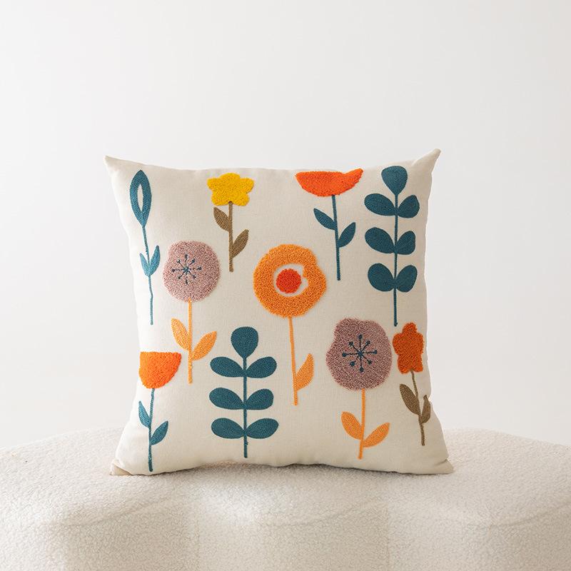 1pc Towel Embroidery Flower Pillow Cases Simple Home Living Room Sofa Decoration Cushion Cover Bay Window Without Pillow Core