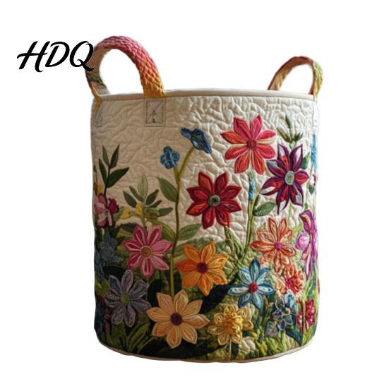 Fabric Storage Container Quilted Laundry Basket Large Capacity with Handles Organizer Foldable Collapsible Soft Box for Nursery Bedroom Room