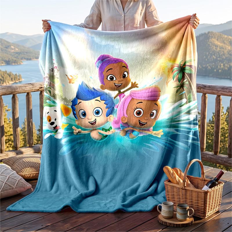 Couverture Flanelle Chaude Motif Bubble Guppy, Couverture Jetée Légère Confortable pour Lit Canapé