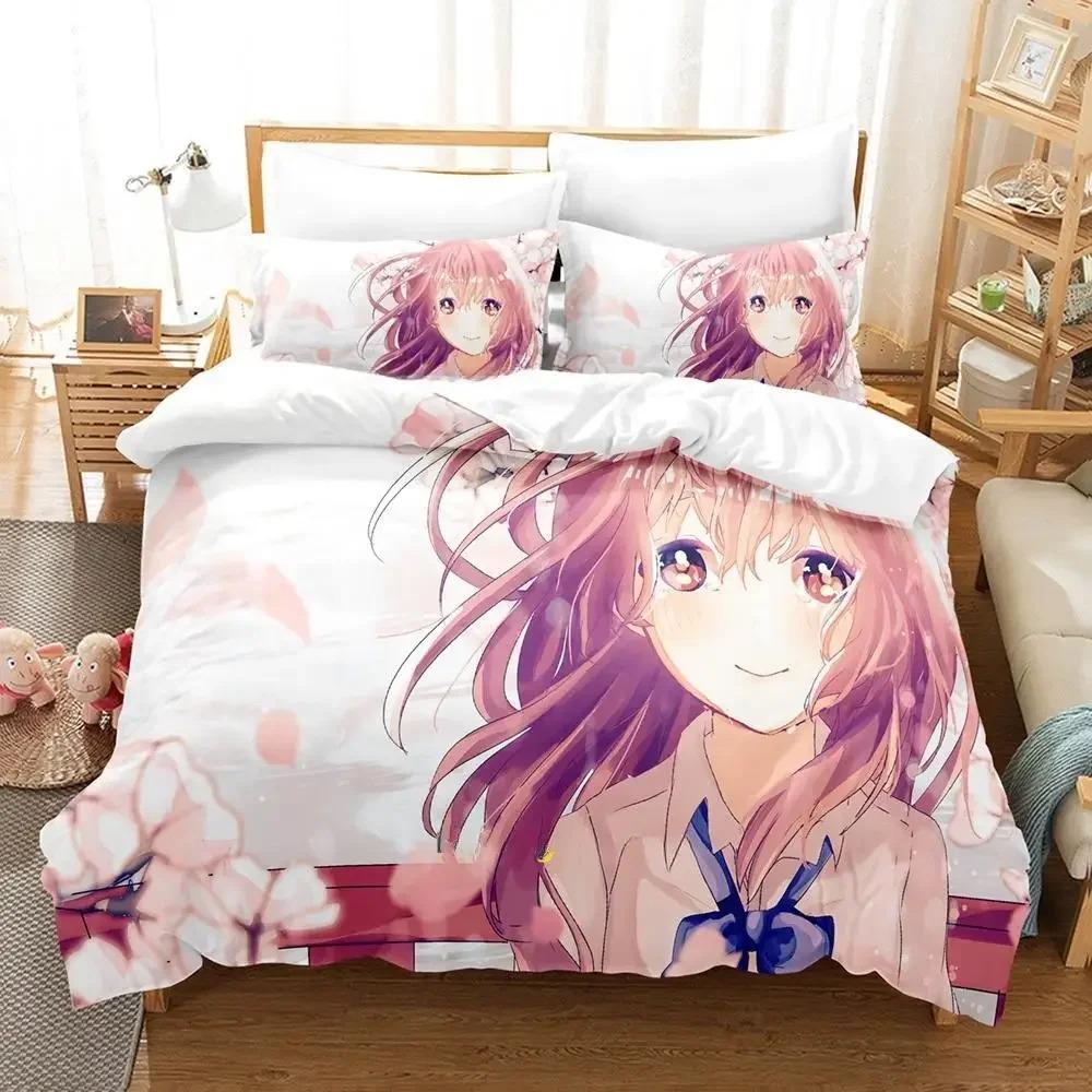 New Koe No Katachi Bedding Set Single Twin Full Queen King Size Bed Set Adult Kid Bedroom Duvet Cover Sets Anime Bed Sheet Set