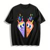 Cute Party Pizza Print Kids T-shirts, Breathable Cotton Casual Tops for Boys Girls, Summer Cartoon Tees Pure Cotton T-shirt