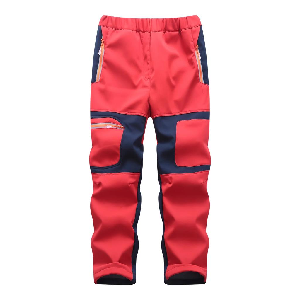 Pantalones impermeables a la moda para niños y niñas, pantalones cálidos, mallas deportivas para escalar, trajes de concha suave de retales para niños, otoño