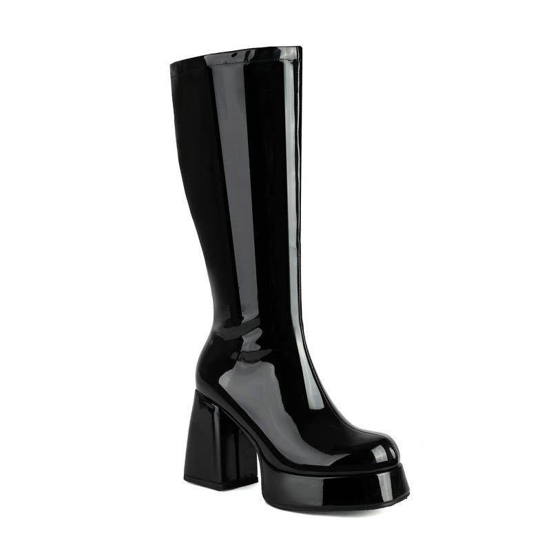 Women's Long Boots 2025 Square Head Thick Bottom Ultra High Heel Tall Boots Knight Boots Women's Tall Boots