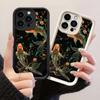 JT384 Orange Aesthetic Koi Fish and Floral for iPhone 17 16 15 14 13 Pro Max Samsung S26 S25 Ultra A17 A07 A56 A16 Xiaomi 15T Redmi 15c 14c Soft Case
