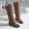 Mote Slangeskinn Leopard Lange Støvletter Sexy Sko Kvinne Høye Hæler Høst Vinter Knehøye Støvletter Lær Cowboy Damesko Kvinner