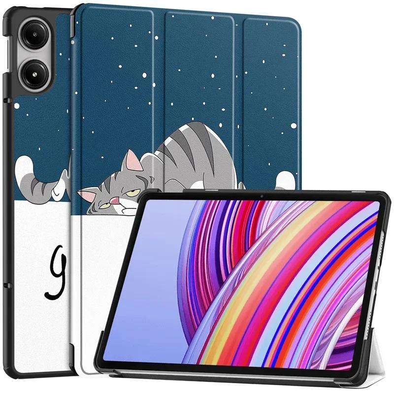 Tablet Leather Case for Xiaomi Redmi Pad Pro 2024 Tri-Folding Flip Stand Case for RedMi Pad Pro 12.1 Tablet with Auto Sleep Cover