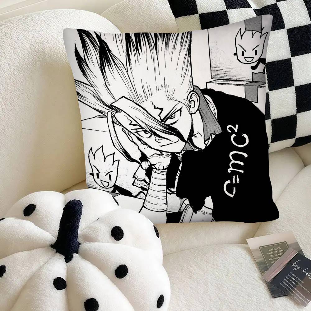 Anime Dr Stone 4 Senku Ishigami Kissenbezug Mode Quadratischer Kissenbezug Schlafzimmer Sofa Raum Ins Dekoration Freizeit