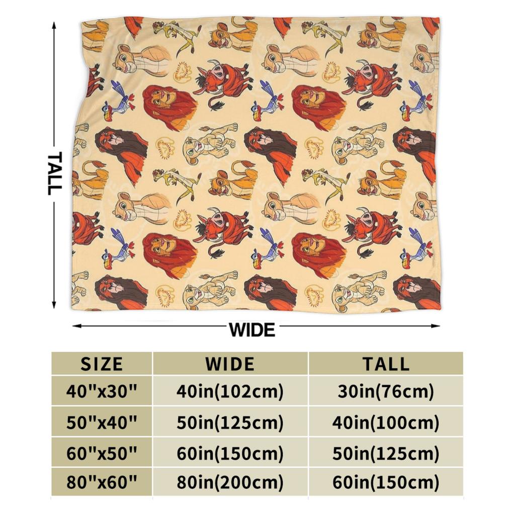 Lion King Friends Blanket Simba Mufasa Nala Plush Novelty Soft Throw Blankets for Home Restaurant Spring Autumn