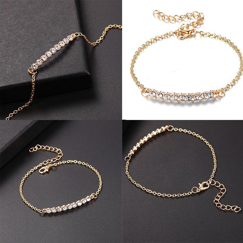 Elegant Women's Rhinestone Gold Plated Chain Bracelet With Classic Design