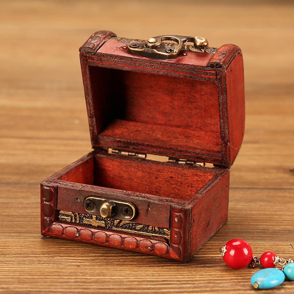 Jewelry Box Vintage Wood Handmade Box With Metal Lock For Storing Jewelry Treasure Pearl