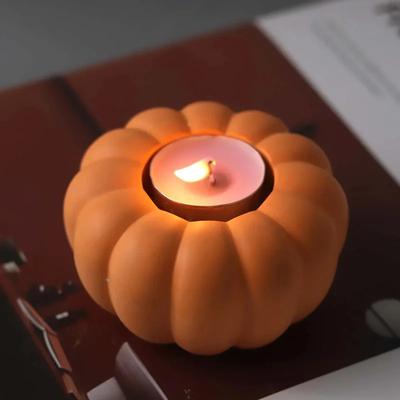 2026 Latest Models 3D Pumpkin Candle Holder Silicone Mold DIY Halloween Ornament Craft Making Plaster Resin Candlestick Casting