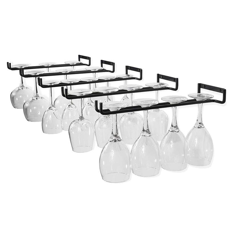 1PCS Wall Mounted Stemware Holder High-quality Black Iron Goblet Hanging Rack Wine Glass Bar Rack