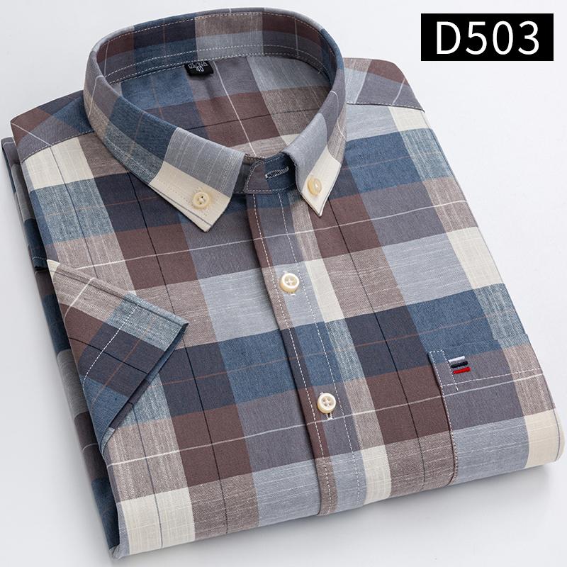 Classic Plaid Front Pocket Oxford Fabric Cotton Casual Short-sleeved Shirt