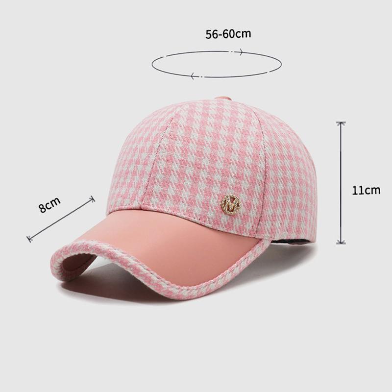 Spring Summer Houndstooth Baseball Cap Women's Ponytail Back Cap Empty Top Hat