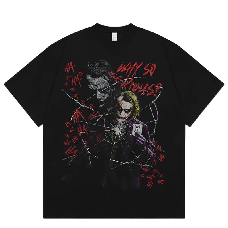 Oversized Joker Horror Streetwear Hip Hop Retro Soft Top Men Women Adults Children Boy Gril Kids Parent Child Cotton T Shirt