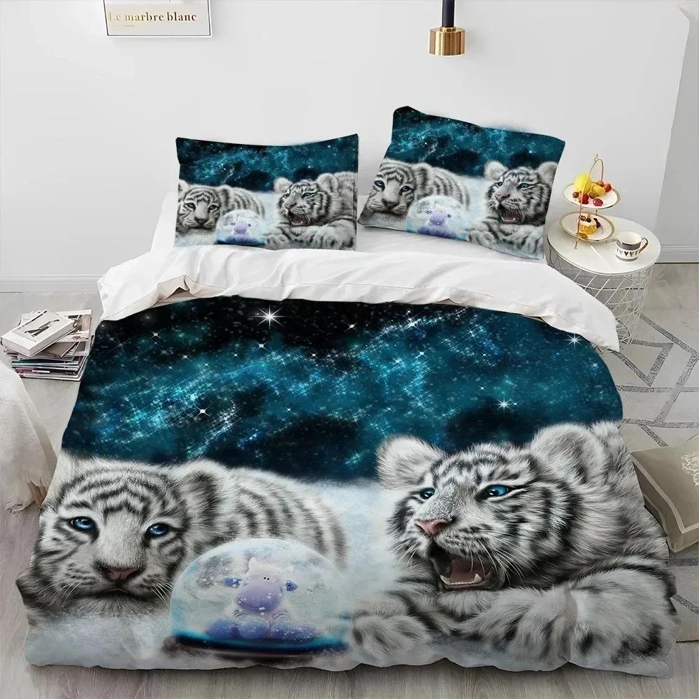 3D Animal Tiger Rose Leopard Luxury Comforter Bedding Set Duvet Cover Bed Set Quilt Cover Queen Size Bedding Set