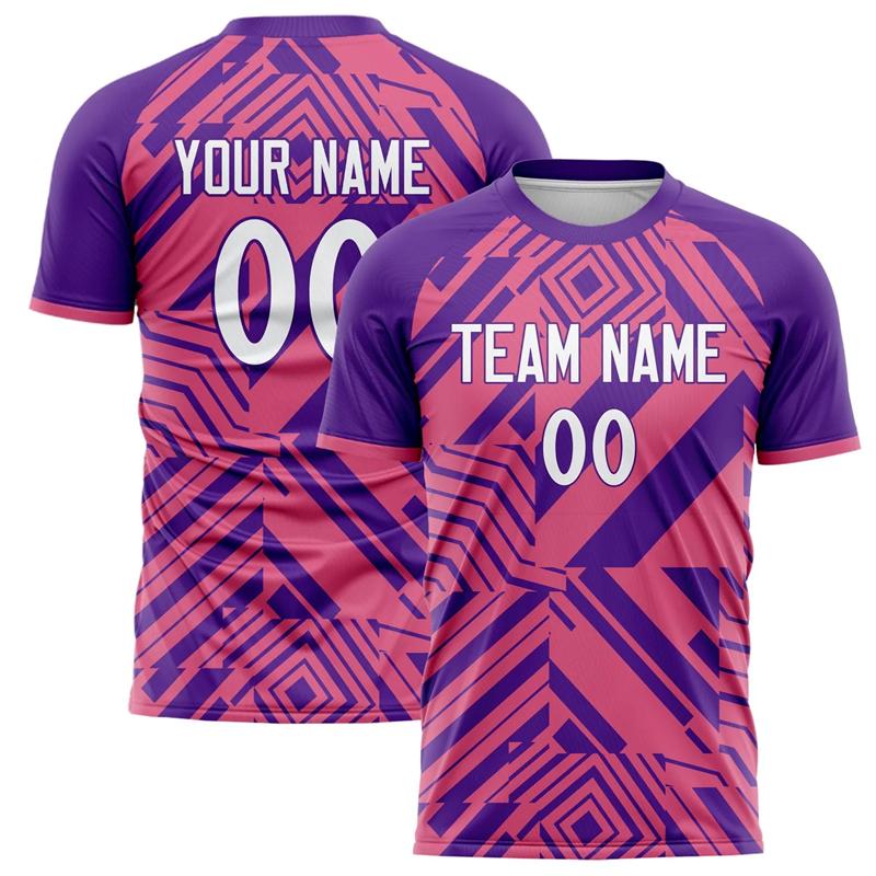 Customized Team Name Number Name Football T-shirt Personalized DIY Crew Neck Pink Sports T Shirt Loose Quick Dry Team Uniforms
