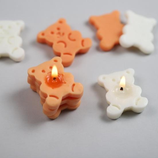 Cake Mold 3-Cavity Easy Demoulding Not Easily Deform Flexible Non-sticky DIY Bear Shape Beeswax Scented Candle Mold Kitchen Gadget