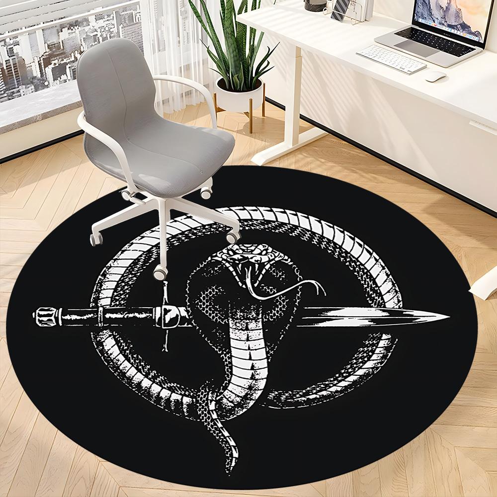 1pc Snake Dagger Office Round Area Rug, Under Office Chairs Bedroom Living Room Home Decor, Room Deco, Available in Various Sizes