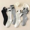 1 Pair Chic Simplicity Kids Girl Sock Sweet Fashion Bow Ruffle Bow Children Girl Calf Sock Spring Autumn Cotton School Sock