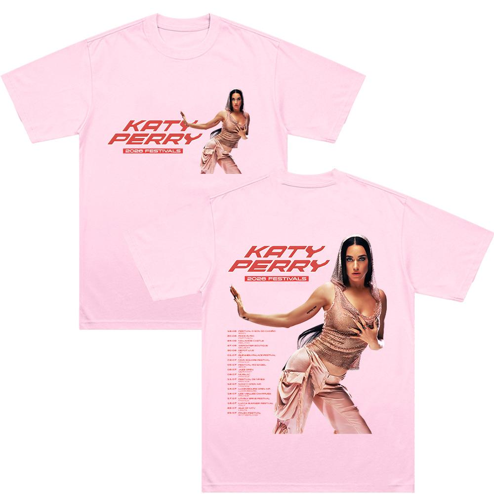 KatyPerry 2026 Festivals T Shirts Men Women Retro Fashion 100%Cotton Short Sleeve Band T-shirt Hip Hop Harajuku Oversized Comfort Clothes summer Tops