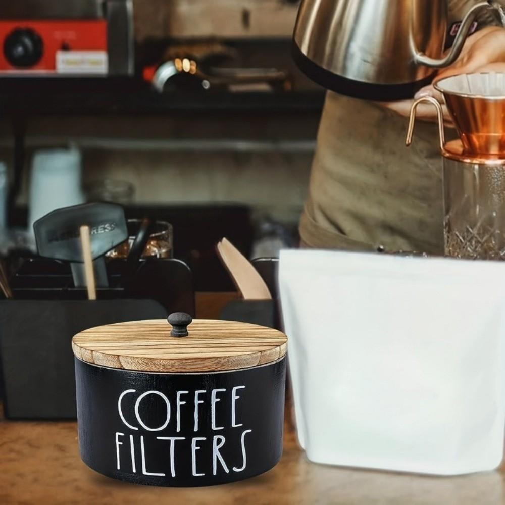 Dust-proof Coffee Filter Paper Storage Container Wooden Coffee Filter Organizer Camping