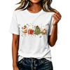 Women's Casual Christmas Printed Short Sleeve T-Shirt with Festive Holiday Design