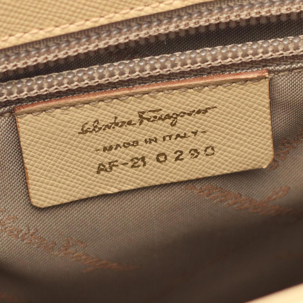 Used Salvatore Ferragamo Gancini Handbag Leather Beige Used Women