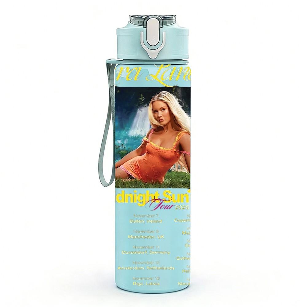 1PC Female Portrait A B 750ml Sports Water Bottle Leakproof Straw Lid Outdoor Office Home